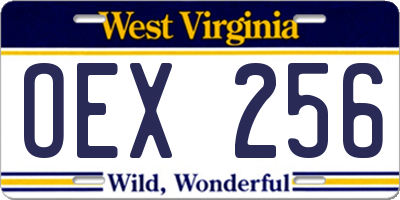 WV license plate OEX256
