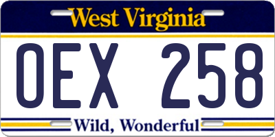 WV license plate OEX258