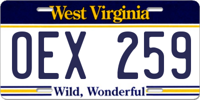 WV license plate OEX259