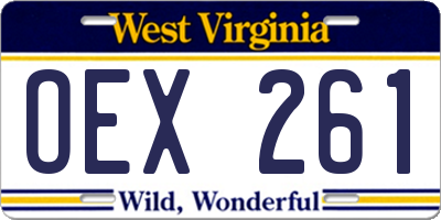 WV license plate OEX261