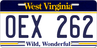 WV license plate OEX262