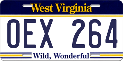 WV license plate OEX264