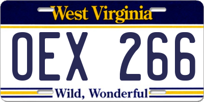 WV license plate OEX266