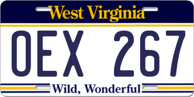 WV license plate OEX267