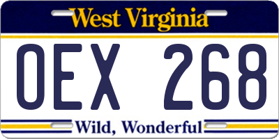 WV license plate OEX268