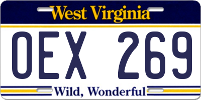 WV license plate OEX269