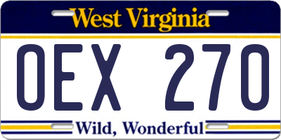 WV license plate OEX270