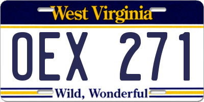 WV license plate OEX271