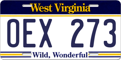 WV license plate OEX273