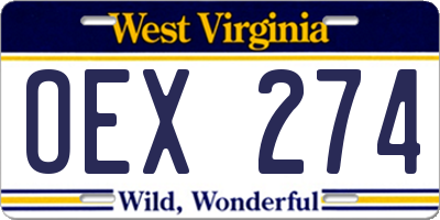 WV license plate OEX274