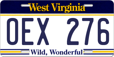 WV license plate OEX276