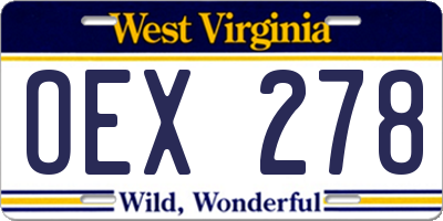 WV license plate OEX278