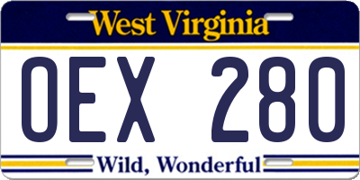 WV license plate OEX280
