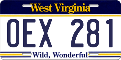 WV license plate OEX281