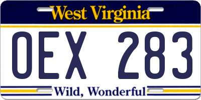 WV license plate OEX283
