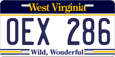 WV license plate OEX286
