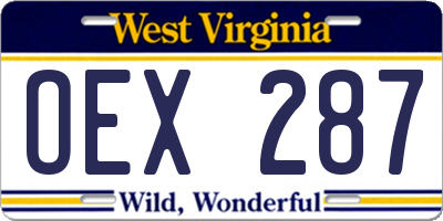 WV license plate OEX287