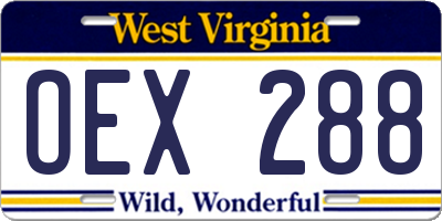 WV license plate OEX288
