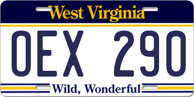 WV license plate OEX290