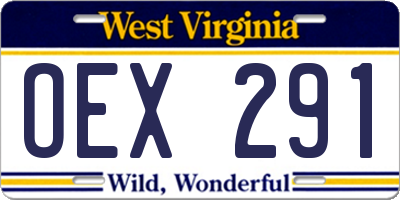 WV license plate OEX291