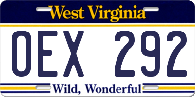 WV license plate OEX292