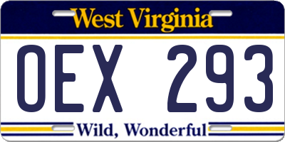 WV license plate OEX293