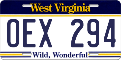 WV license plate OEX294