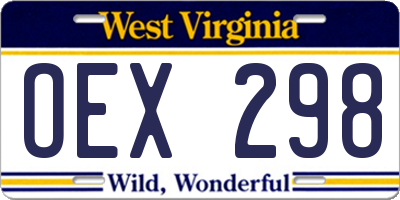 WV license plate OEX298
