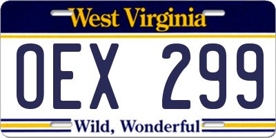 WV license plate OEX299