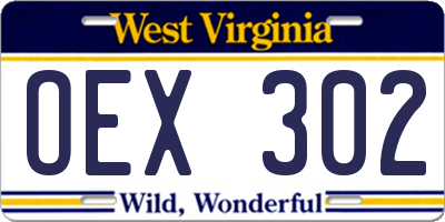 WV license plate OEX302