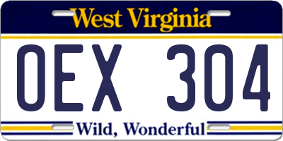 WV license plate OEX304