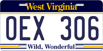 WV license plate OEX306