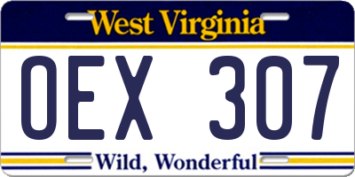 WV license plate OEX307
