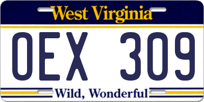 WV license plate OEX309