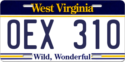 WV license plate OEX310