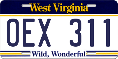WV license plate OEX311