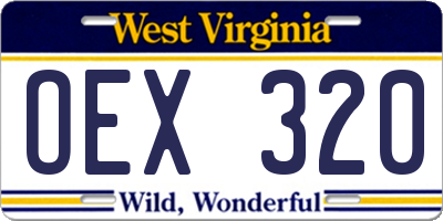 WV license plate OEX320