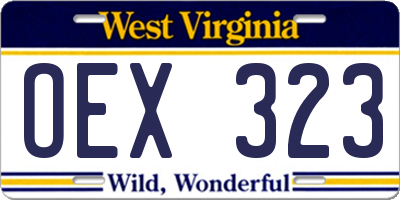 WV license plate OEX323