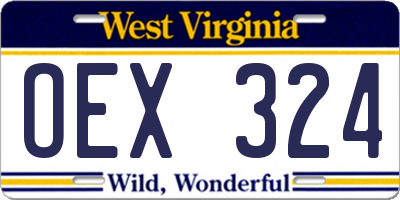 WV license plate OEX324