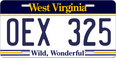 WV license plate OEX325