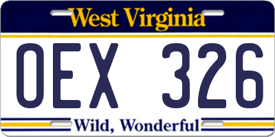 WV license plate OEX326