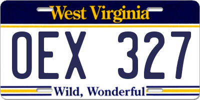 WV license plate OEX327