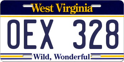 WV license plate OEX328
