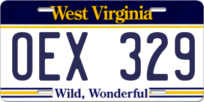 WV license plate OEX329