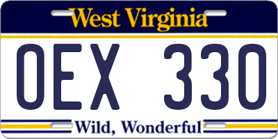 WV license plate OEX330