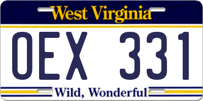 WV license plate OEX331