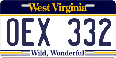 WV license plate OEX332