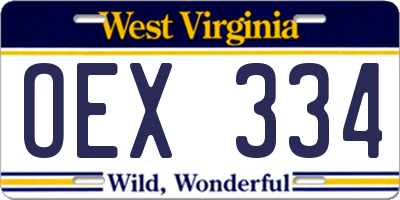WV license plate OEX334