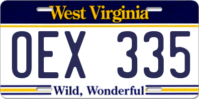 WV license plate OEX335