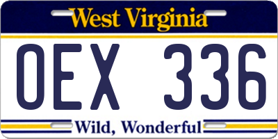 WV license plate OEX336